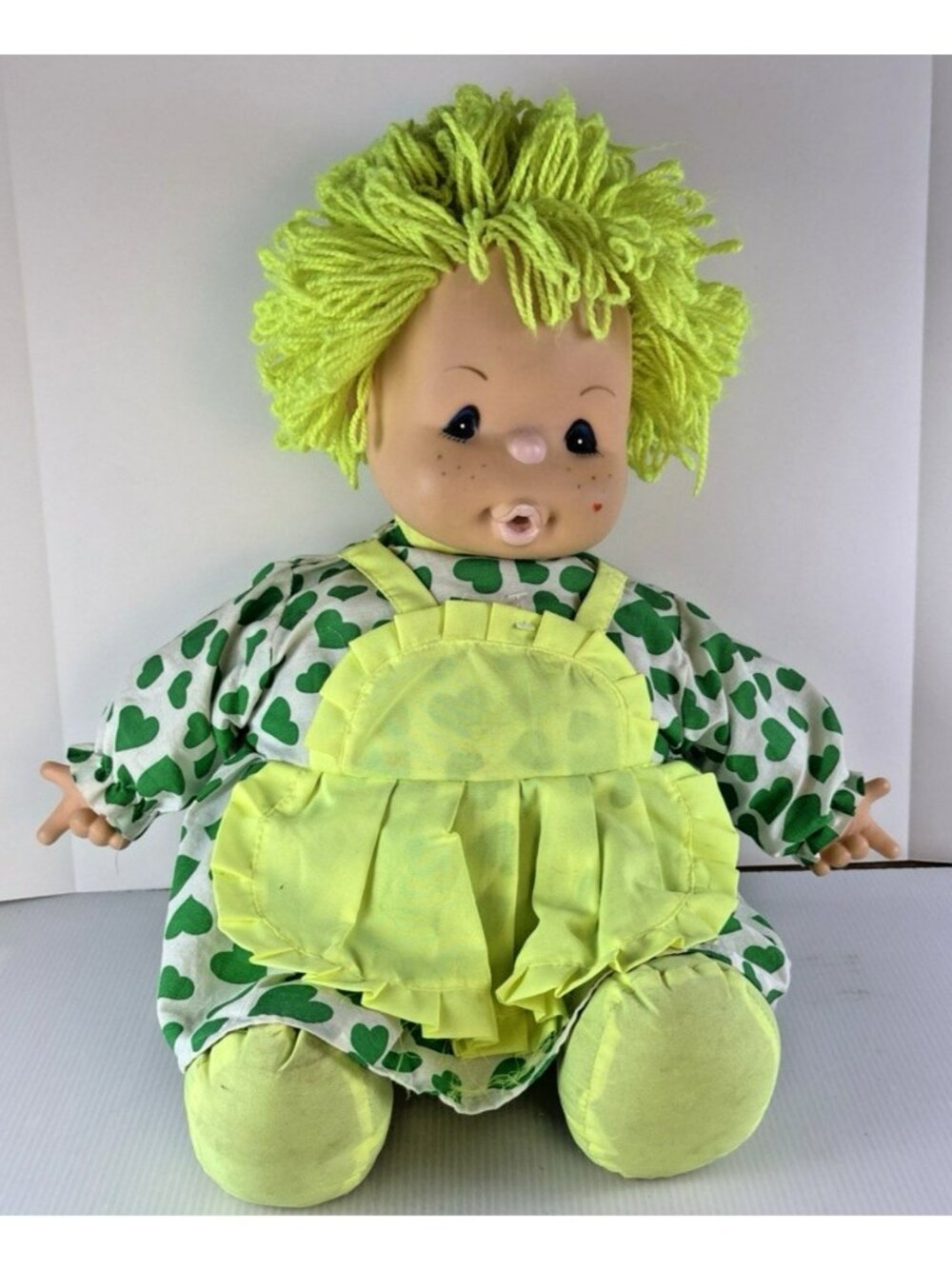 Patapoufa 1980s El Greco Gigi Doll Green Hair Heart Dress 23" Greece Large VTG